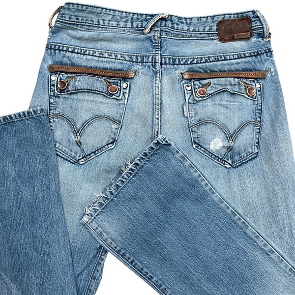 Levi's Silver Tab Jeans‎ Men 32W 33L Blue Bootcut Distressed Denim Light Wash - Picture 1 of 13